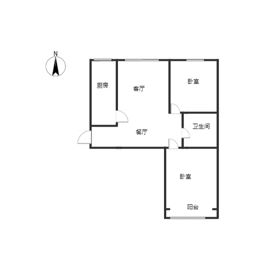 北京理想城2室2厅1卫户型图