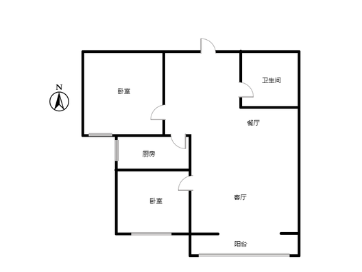 翡翠城（涿郡东区）2室2厅1卫户型图