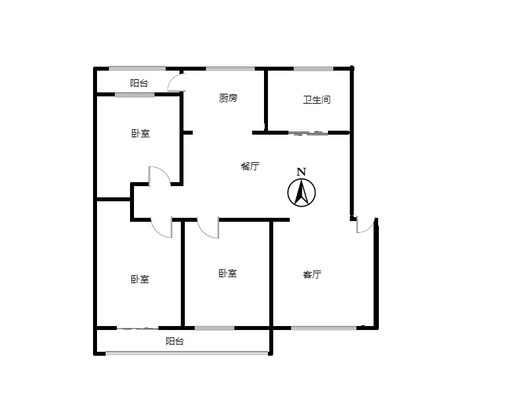 涿州市医院家属院3室2厅1卫户型图