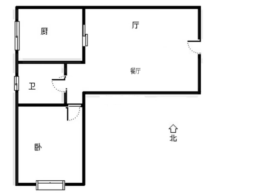 水岸花城1室2厅1卫户型图