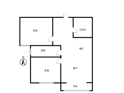 翡翠城（涿郡东区）2室2厅1卫户型图