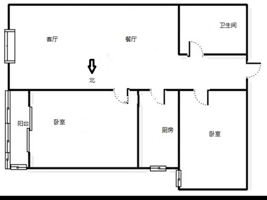 北新家园（锦绣范阳）2室2厅1卫户型图