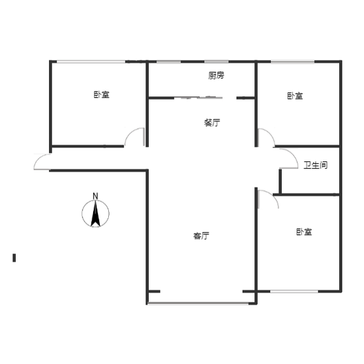 K2狮子城3室2厅1卫户型图