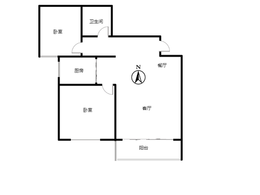 惠友荷园2室2厅1卫户型图