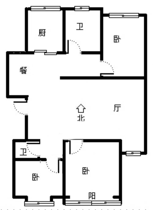 名流城市尊邸3室2厅2卫户型图