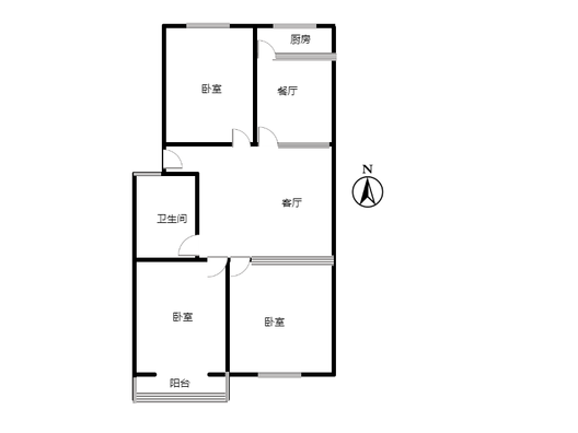 粮食局东关小区3室2厅1卫户型图