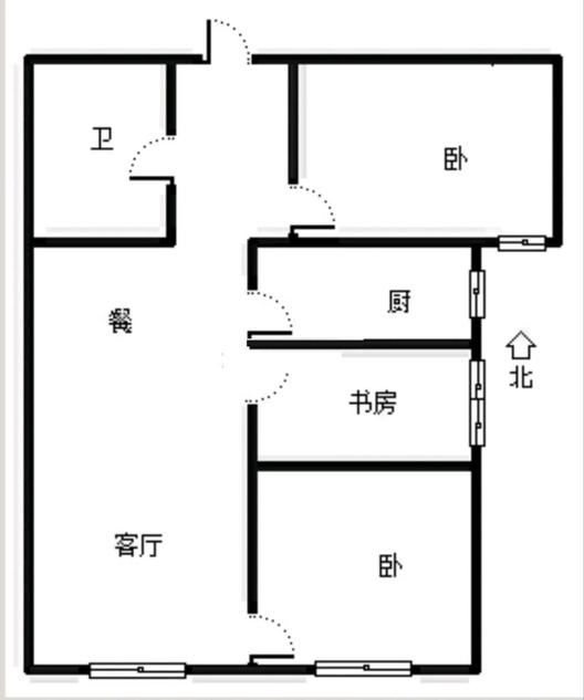 鸿坤理想湾3室2厅1卫户型图
