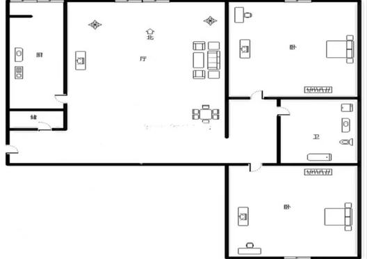 北京理想城3室2厅1卫户型图