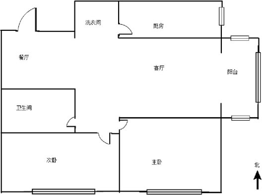 新加坡花园2室2厅1卫户型图