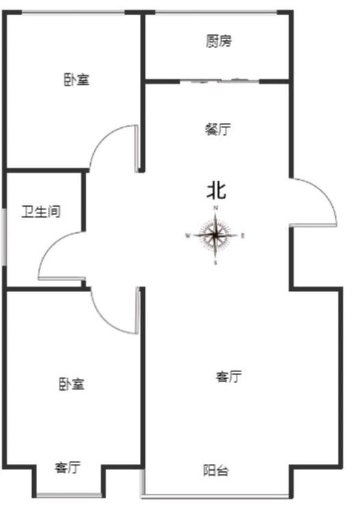 天筑逸城2室2厅1卫户型图