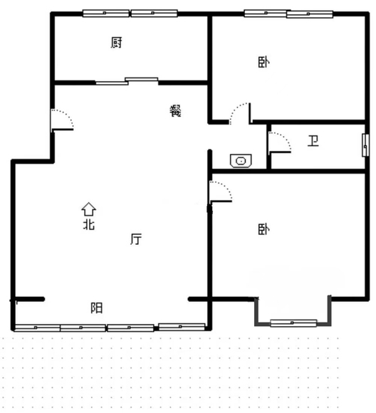 天地新城2室2厅1卫户型图