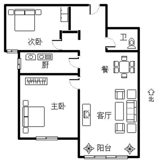 K2狮子城2室2厅1卫户型图