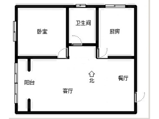 水岸花城1室2厅1卫户型图