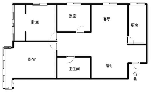 水岸花城3室2厅1卫户型图