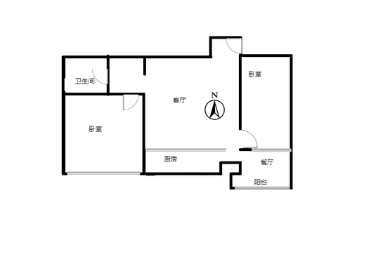 鸿盛凯旋门2室2厅1卫户型图