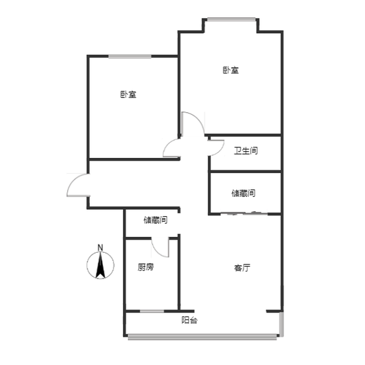 汇元尚品2室1厅1卫户型图