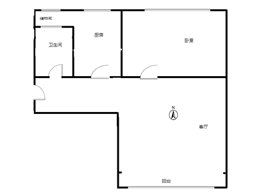 北京理想城二期1室1厅1卫户型图
