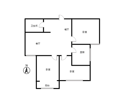 联合七号院3室2厅1卫户型图