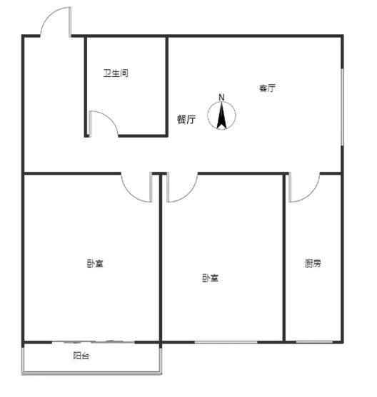 华阳风景小区2室2厅1卫户型图