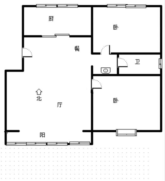 天地新城2室2厅1卫户型图