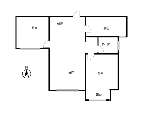 云景城2室2厅1卫户型图