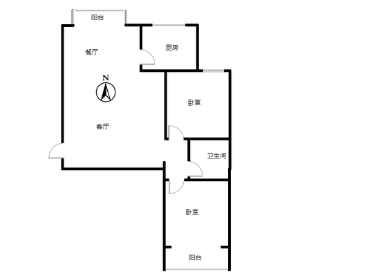 名流枫景五期2室2厅1卫户型图