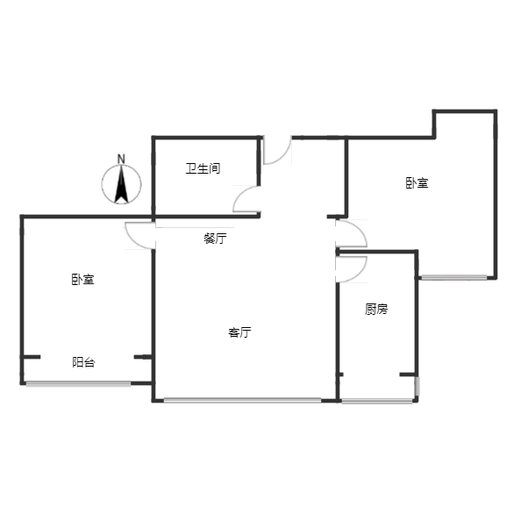 金竹花园2室2厅1卫户型图