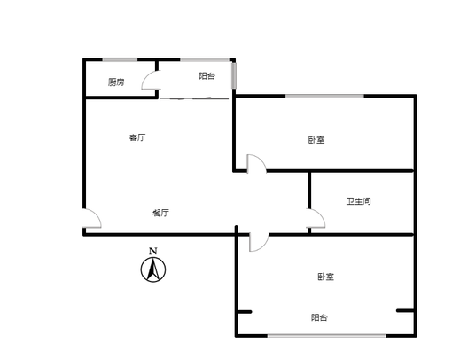 联合七号院2室2厅1卫户型图