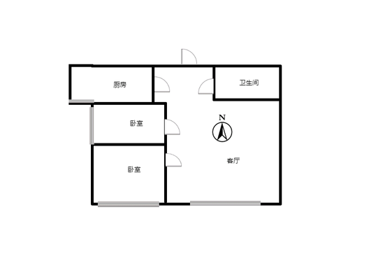 学府澜湾一期2室1厅1卫户型图