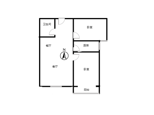 汇元学府一号2室2厅1卫户型图