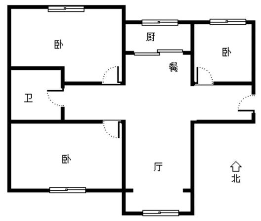 K2狮子城3室2厅1卫户型图