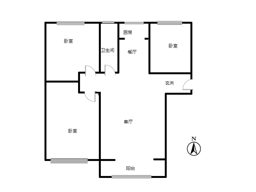 华融现代城3室2厅1卫户型图