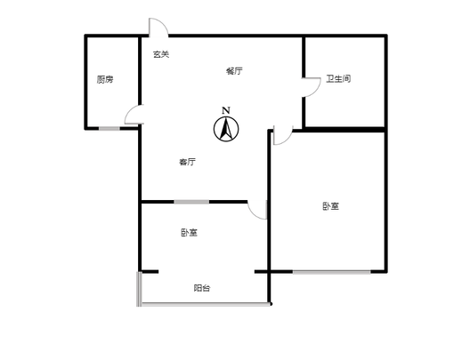 天保青花府2室2厅1卫户型图