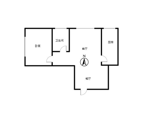 学府澜湾一期1室2厅1卫户型图