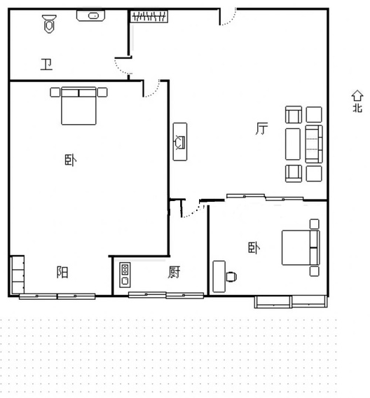 汇元新天地2室1厅1卫户型图