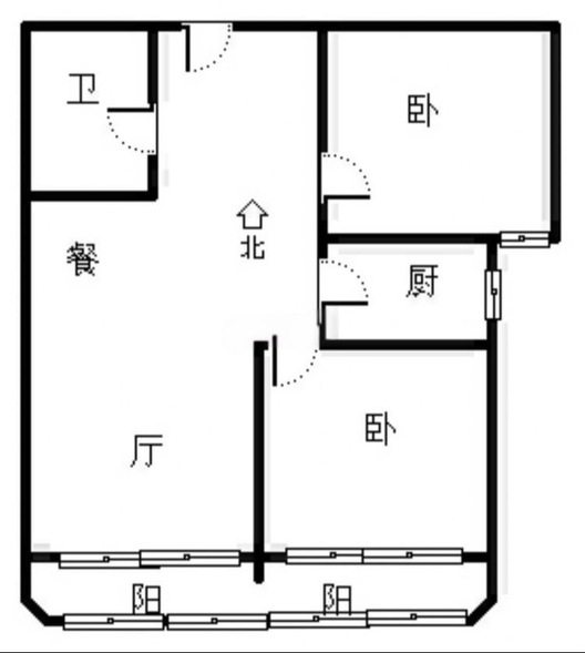 北京城建德信御府2室2厅1卫户型图