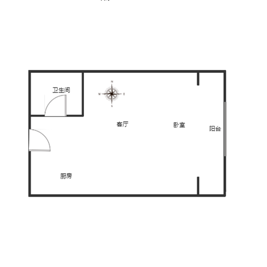 公园80901室1厅1卫户型图