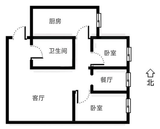 范阳公寓2室2厅1卫户型图