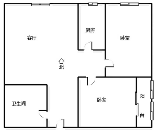 北新家园（锦绣范阳）2室1厅1卫户型图
