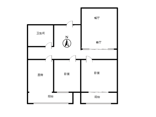 汇元尚品2室2厅1卫户型图