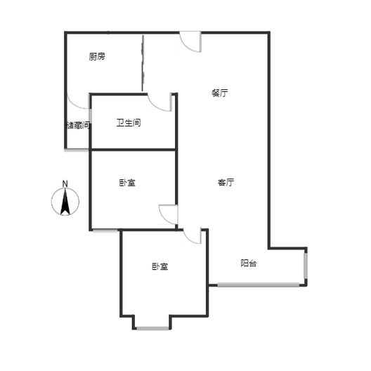 天伦湾一期2室2厅1卫户型图