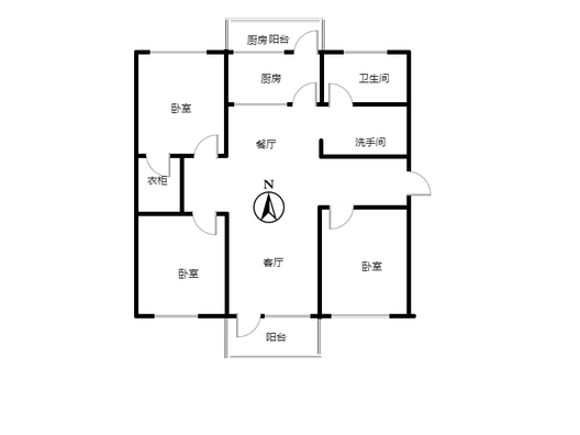 铁道部建厂局家属楼（机械总队家属院）3室2厅1卫户型图