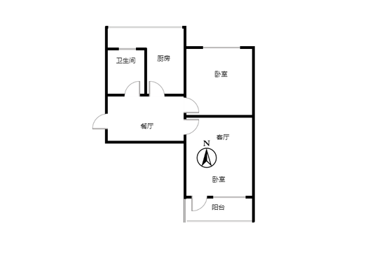 工商局小区（冠云西路）2室2厅1卫户型图