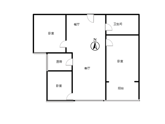 新星小区二期3室2厅1卫户型图