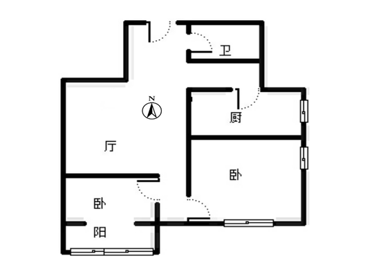 水岸花城2室1厅1卫户型图