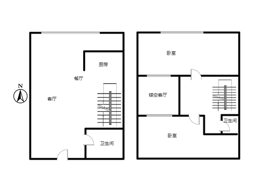 公园80902室2厅2卫户型图