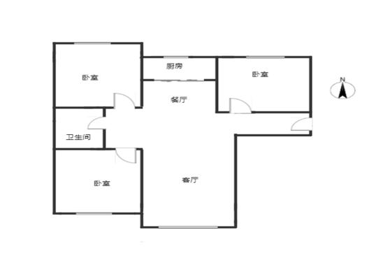 K2狮子城3室2厅1卫户型图