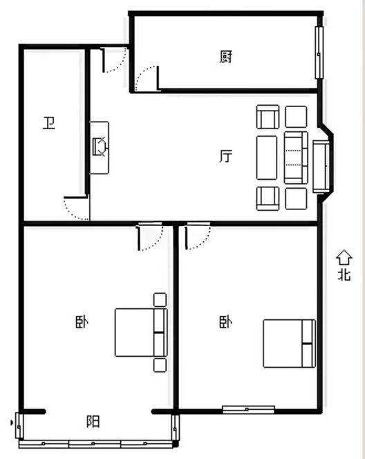 宏远二号院2室1厅1卫户型图