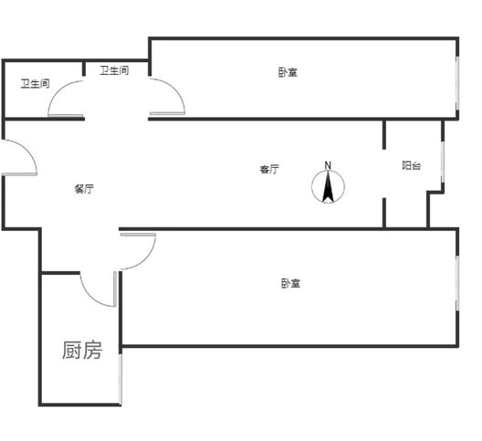 公园壹号2室2厅1卫户型图