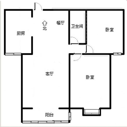 水岸花城2室2厅1卫户型图